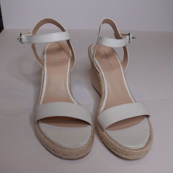 Stuart Weitzman Teddi Espadrille Leather Wedge Sandal White Women's Size 10 New - Picture 1 of 12